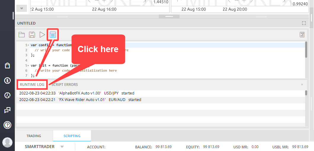 SmartTrader: Access Script Errors & Runtime log | MTI Help Center