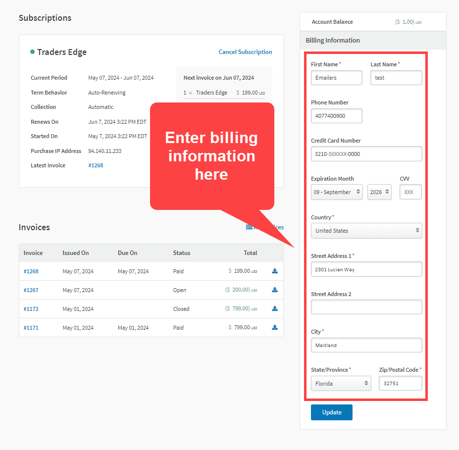 Thinkific: Change Billing Information | MTI Help Center