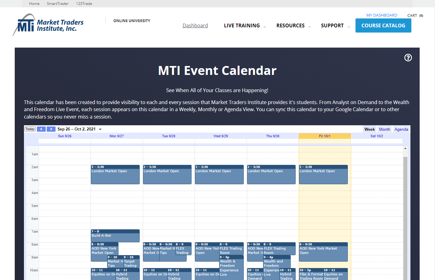 Online University Event Calendar